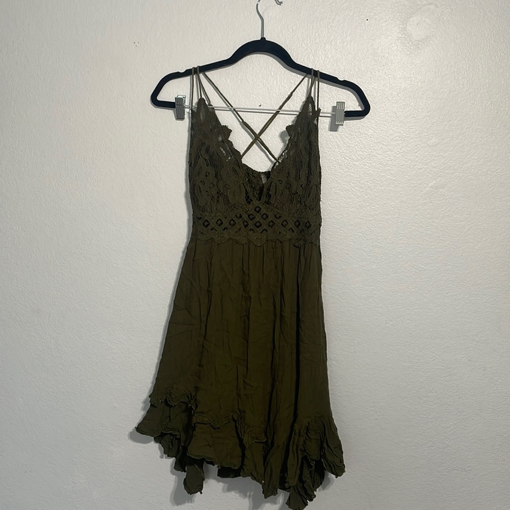 Free people army green lace dress